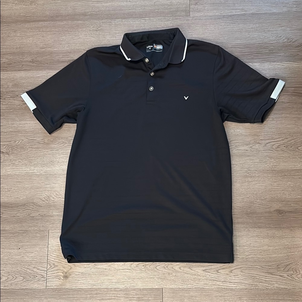Callaway Black Polo Shirt with Ribbed Collar and Sporty Design